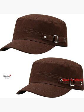 2-Pack Cotton Cadet Army Cap Adjustable Flat Top Baseball Hat